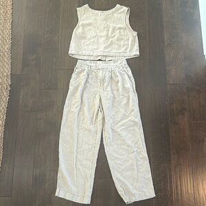 Linen tan set top and bottoms
